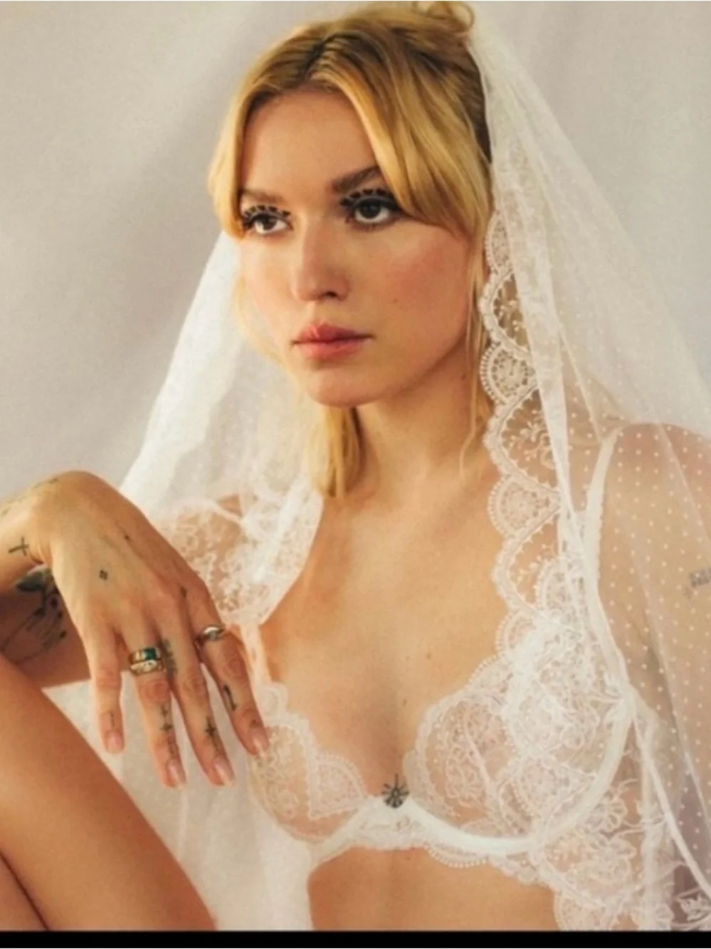 For Love And Lemons White Lace Bridal Veil